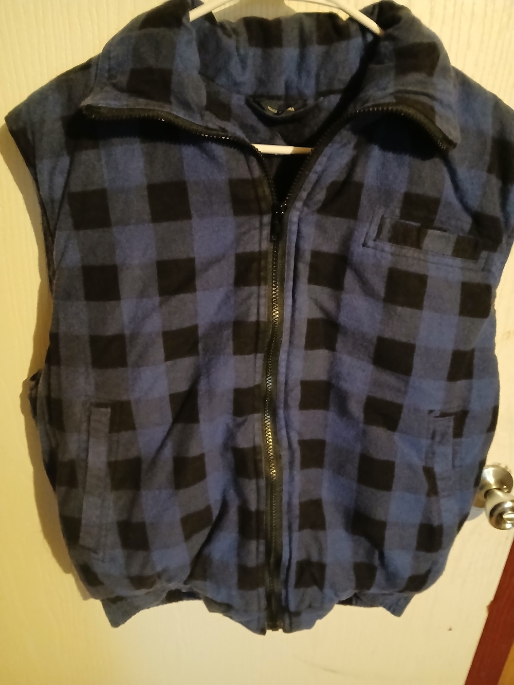 Ozark Trail Kids Blue and Black Plaid Puffer Vest
